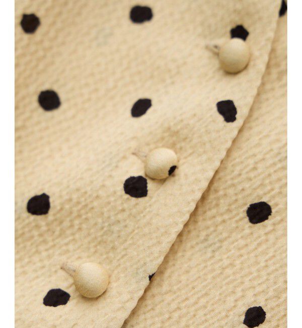 ROPE「ドットプリントウエストタックペプラムブラウス/イージーケア」|シャツ・ブラウス|