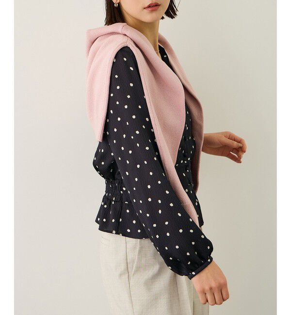 ROPE「ドットプリントウエストタックペプラムブラウス/イージーケア」|シャツ・ブラウス|