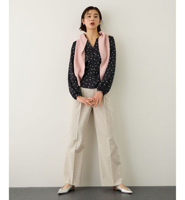 ROPE「ドットプリントウエストタックペプラムブラウス/イージーケア」|シャツ・ブラウス|
