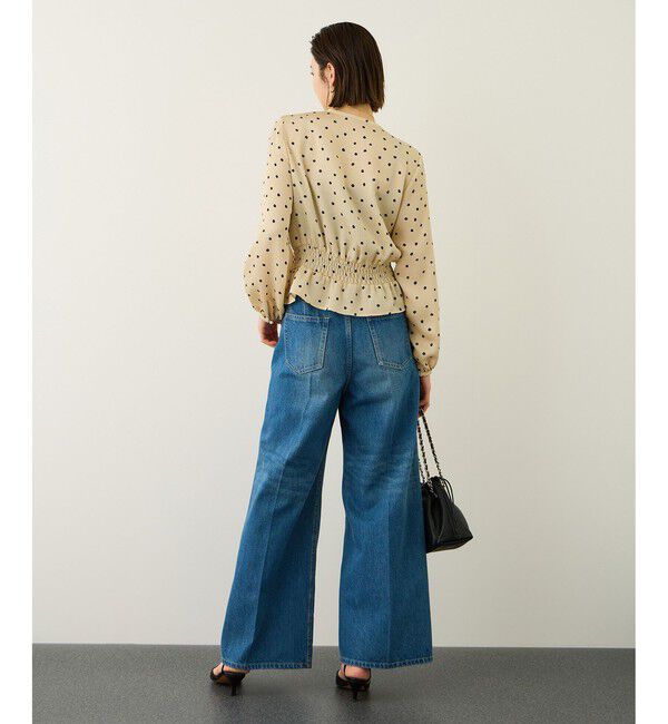 ROPE「ドットプリントウエストタックペプラムブラウス/イージーケア」|シャツ・ブラウス|