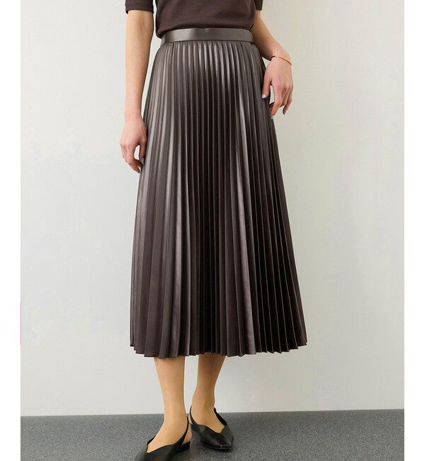 ROPE「シャイニープリーツスカート/イージーケア」|スカート|ブラウン(20)