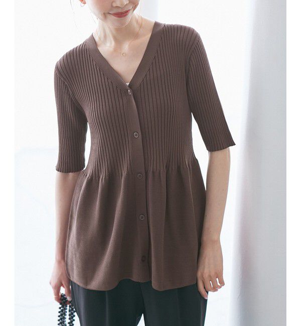 Rope&rsquo;Picnic「5分袖ペプラムカーディガン」|カーディガン|