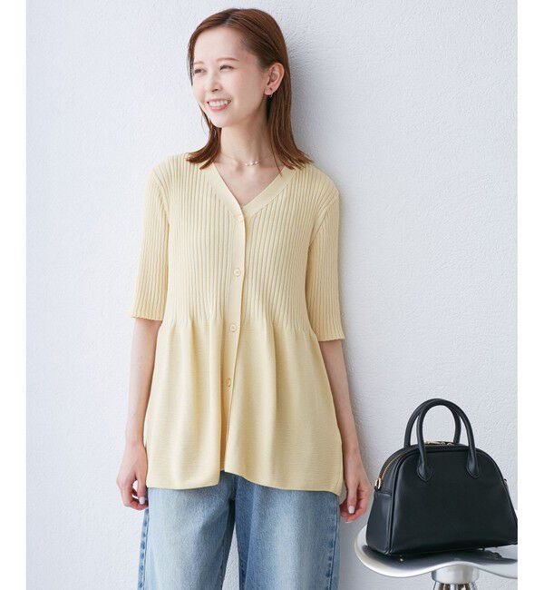 Rope&rsquo;Picnic「5分袖ペプラムカーディガン」|カーディガン|