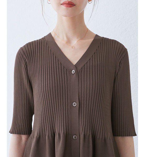 Rope&rsquo;Picnic「5分袖ペプラムカーディガン」|カーディガン|