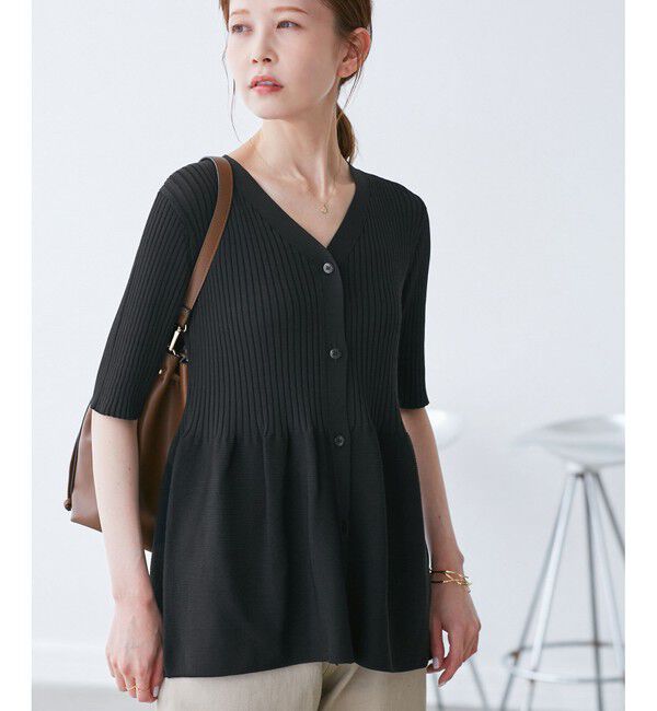 Rope&rsquo;Picnic「5分袖ペプラムカーディガン」|カーディガン|