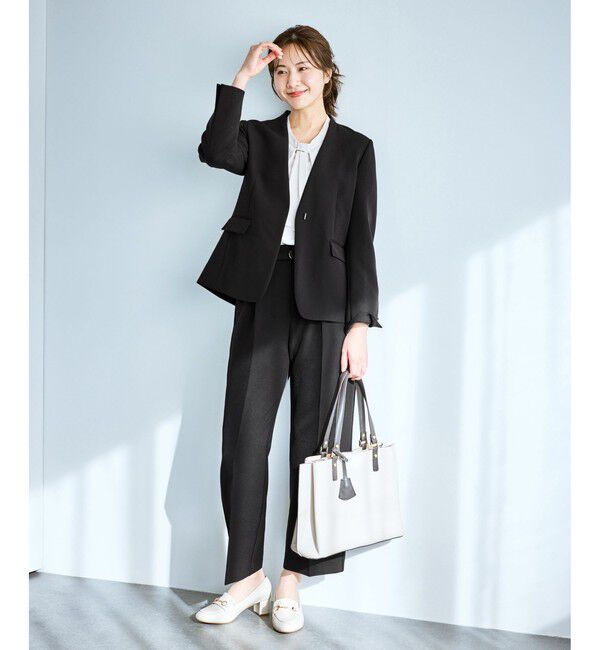 Rope&rsquo;Picnic「360&deg;ウルトラストレッチ ノーカラージャケット/UVカット・花粉ガード・入卒式・セットアップ対応」|ノーカラージャケット|