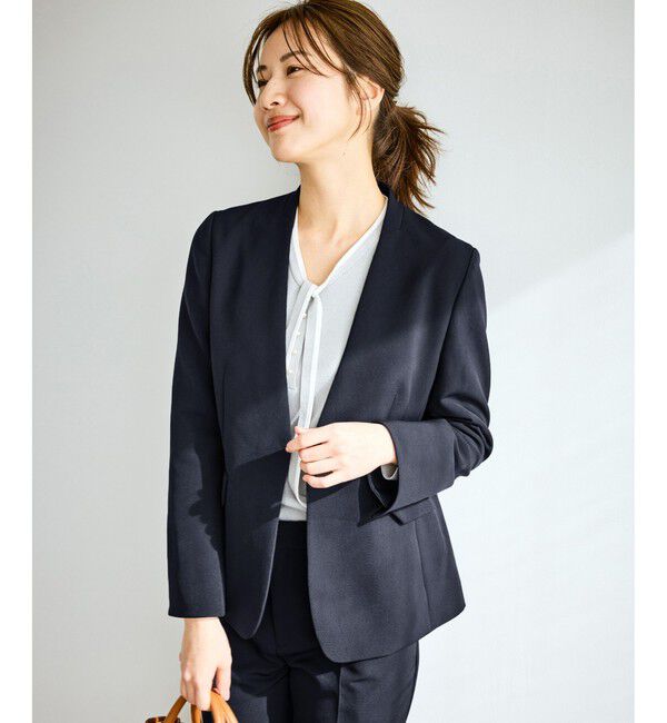 Rope&rsquo;Picnic「360&deg;ウルトラストレッチ ノーカラージャケット/UVカット・花粉ガード・入卒式・セットアップ対応」|ノーカラージャケット|