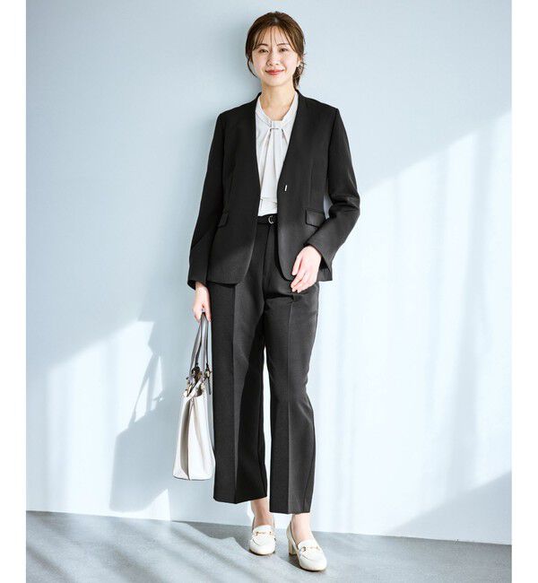 Rope&rsquo;Picnic「360&deg;ウルトラストレッチ ノーカラージャケット/UVカット・花粉ガード・入卒式・セットアップ対応」|ノーカラージャケット|