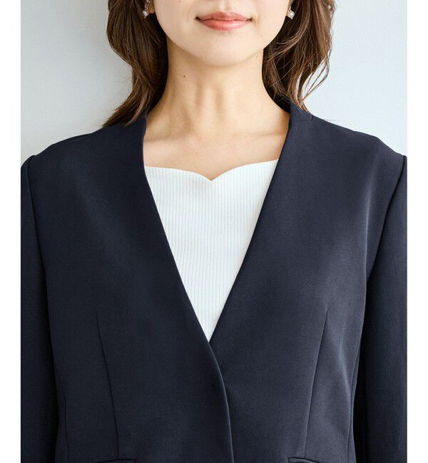 Rope&rsquo;Picnic「360&deg;ウルトラストレッチ ノーカラージャケット/UVカット・花粉ガード・入卒式・セットアップ対応」|ノーカラージャケット|