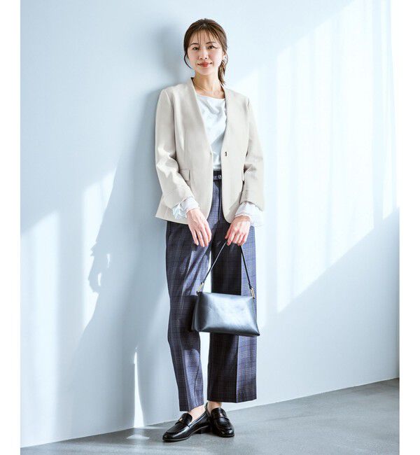 Rope&rsquo;Picnic「360&deg;ウルトラストレッチ ノーカラージャケット/UVカット・花粉ガード・入卒式・セットアップ対応」|ノーカラージャケット|