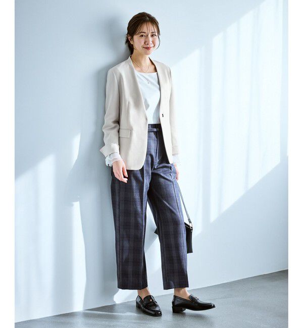 Rope&rsquo;Picnic「360&deg;ウルトラストレッチ ノーカラージャケット/UVカット・花粉ガード・入卒式・セットアップ対応」|ノーカラージャケット|