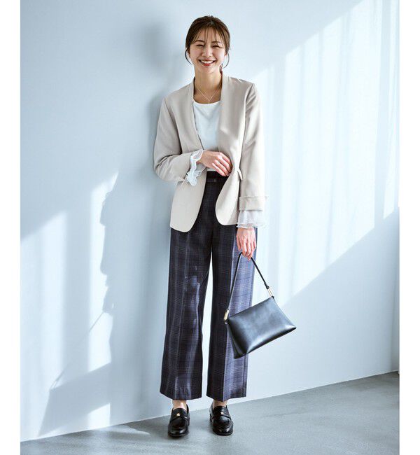 Rope&rsquo;Picnic「360&deg;ウルトラストレッチ ノーカラージャケット/UVカット・花粉ガード・入卒式・セットアップ対応」|ノーカラージャケット|