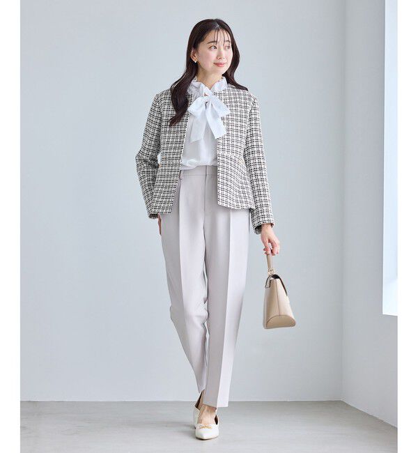 Rope&rsquo;Picnic「【WEB限定カラー】ツイードフレアジャケット/入卒式・セレモニー対応・リンクコーデ」|ノーカラージャケット|