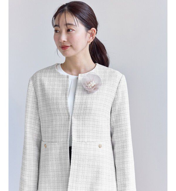 Rope&rsquo;Picnic「【WEB限定カラー】ツイードフレアジャケット/入卒式・セレモニー対応・リンクコーデ」|ノーカラージャケット|