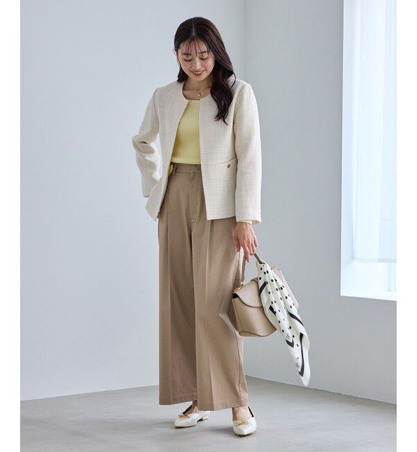 Rope&rsquo;Picnic「【WEB限定カラー】ツイードフレアジャケット/入卒式・セレモニー対応・リンクコーデ」|ノーカラージャケット|