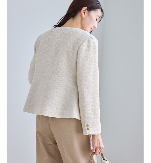 Rope&rsquo;Picnic「【WEB限定カラー】ツイードフレアジャケット/入卒式・セレモニー対応・リンクコーデ」|ノーカラージャケット|