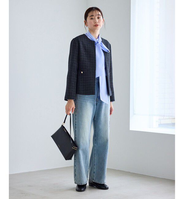 Rope&rsquo;Picnic「【WEB限定カラー】ツイードフレアジャケット/入卒式・セレモニー対応・リンクコーデ」|ノーカラージャケット|