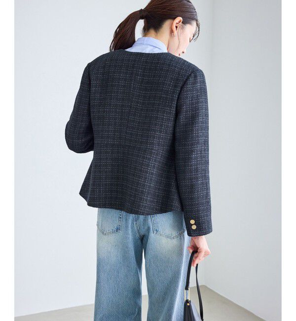 Rope&rsquo;Picnic「【WEB限定カラー】ツイードフレアジャケット/入卒式・セレモニー対応・リンクコーデ」|ノーカラージャケット|