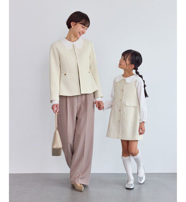 Rope&rsquo;Picnic「【WEB限定カラー】ツイードフレアジャケット/入卒式・セレモニー対応・リンクコーデ」|ノーカラージャケット|