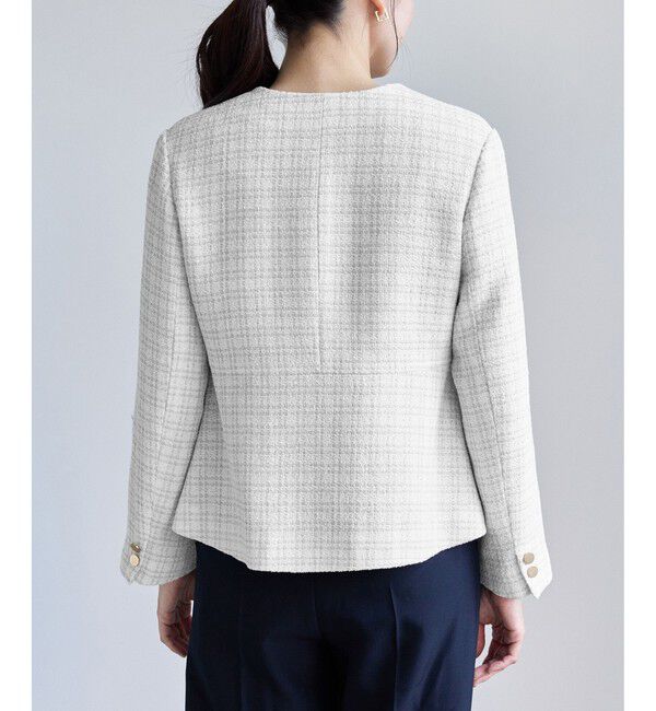 Rope&rsquo;Picnic「【WEB限定カラー】ツイードフレアジャケット/入卒式・セレモニー対応・リンクコーデ」|ノーカラージャケット|