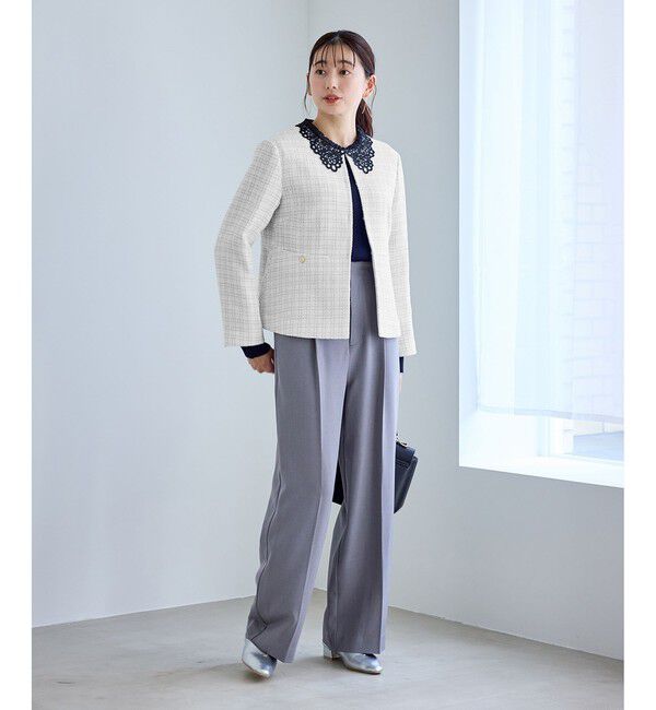 Rope&rsquo;Picnic「【WEB限定カラー】ツイードフレアジャケット/入卒式・セレモニー対応・リンクコーデ」|ノーカラージャケット|