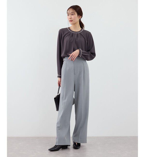 Rope&rsquo;Picnic「【WEB限定・丈長め】クリアツイルサイドベルトワイドパンツ/入卒式・セレモニー・セットアップ対応」|チノ|