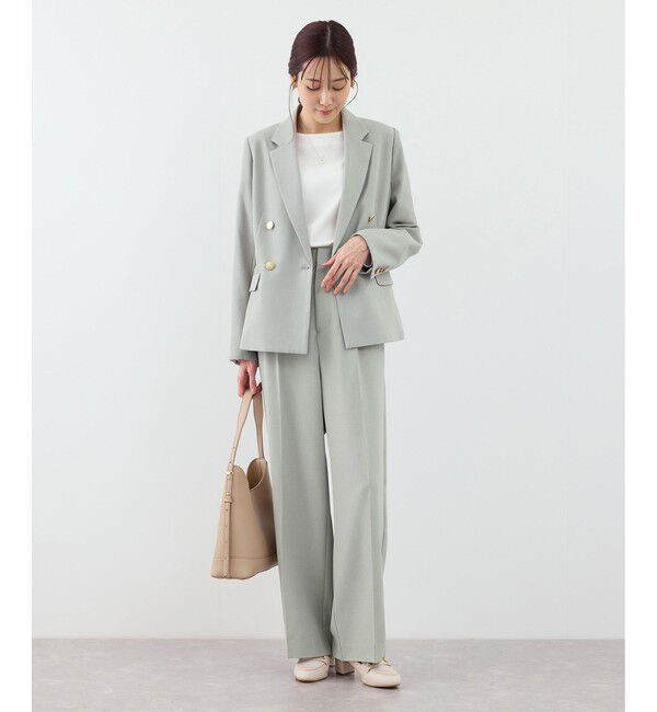 Rope&rsquo;Picnic「【WEB限定・丈長め】クリアツイルサイドベルトワイドパンツ/入卒式・セレモニー・セットアップ対応」|チノ|