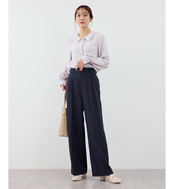 Rope&rsquo;Picnic「【WEB限定・丈長め】クリアツイルサイドベルトワイドパンツ/入卒式・セレモニー・セットアップ対応」|チノ|