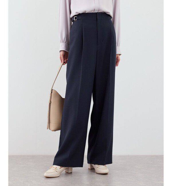 Rope&rsquo;Picnic「【WEB限定・丈長め】クリアツイルサイドベルトワイドパンツ/入卒式・セレモニー・セットアップ対応」|チノ|