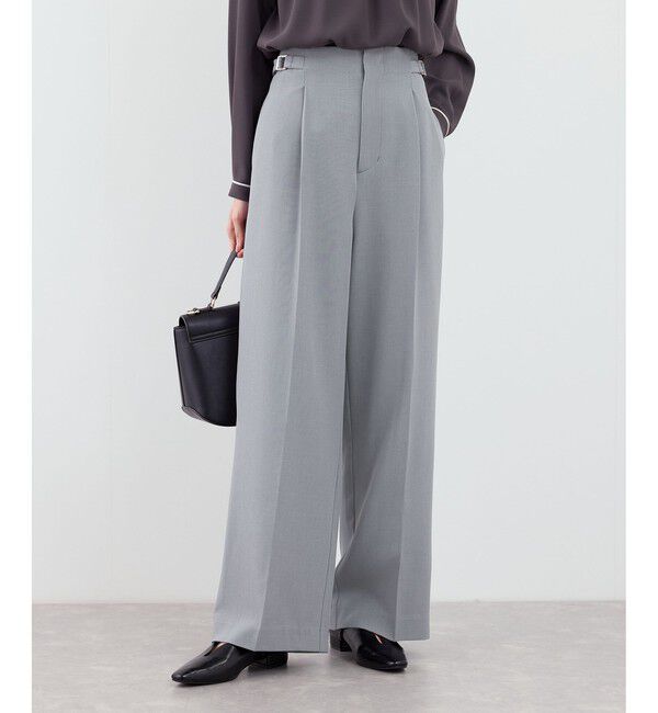 Rope&rsquo;Picnic「【WEB限定・丈長め】クリアツイルサイドベルトワイドパンツ/入卒式・セレモニー・セットアップ対応」|チノ|