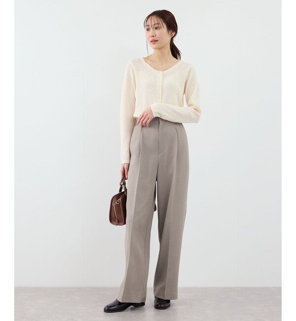 Rope&rsquo;Picnic「【WEB限定・丈長め】クリアツイルサイドベルトワイドパンツ/入卒式・セレモニー・セットアップ対応」|チノ|