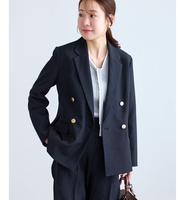 Rope&rsquo;Picnic「【低身長・小柄さんサイズ】クリアツイル金ボタンジャケット/入卒式・セレモニー・セットアップ対応」|テーラードジャケット|