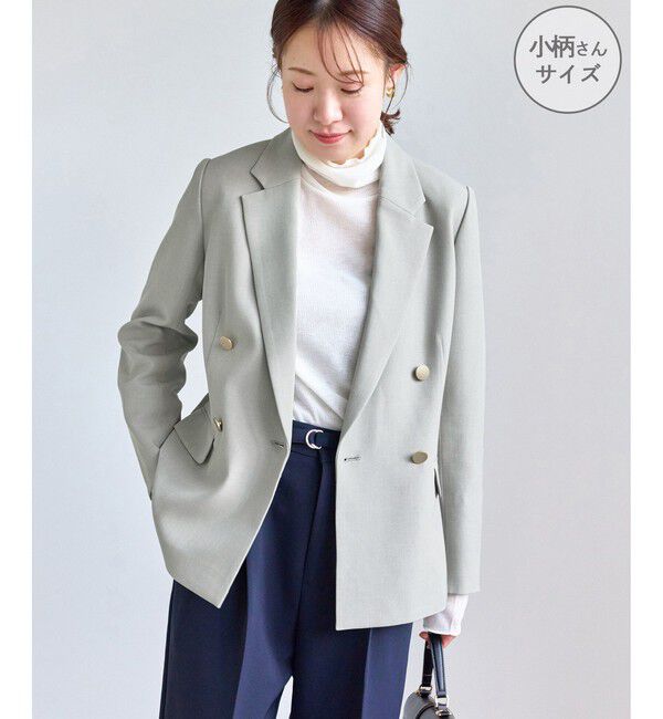 Rope&rsquo;Picnic「【低身長・小柄さんサイズ】クリアツイル金ボタンジャケット/入卒式・セレモニー・セットアップ対応」|テーラードジャケット|グリーンサブ(35)