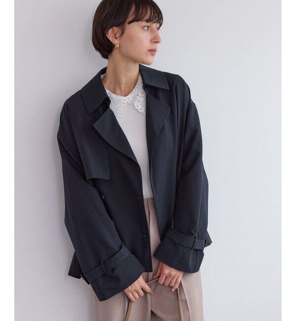 Rope&rsquo;Picnic「ショート丈トレンチコート/撥水・花粉ガード」|トレンチコート|ネイビー(40)