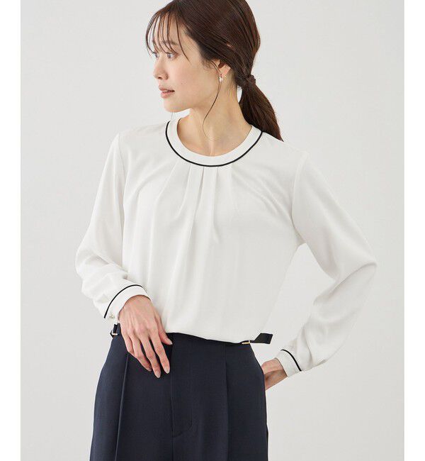 Rope&rsquo;Picnic「【WEB限定サイズ】配色アソートフロントタックブラウス」|シャツ・ブラウス|