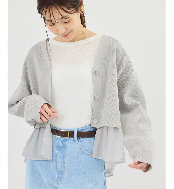 Rope&rsquo;Picnic「異素材ドッキングニットカーディガン/イージーケア」|カーディガン|