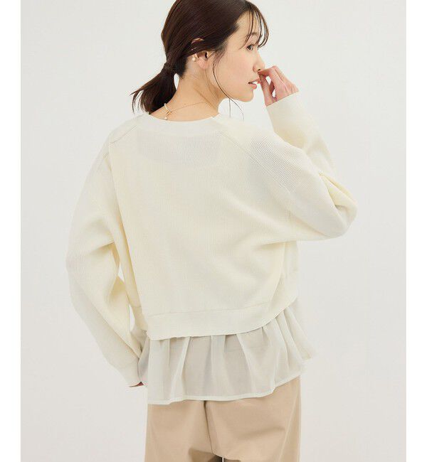 Rope&rsquo;Picnic「異素材ドッキングニットカーディガン/イージーケア」|カーディガン|