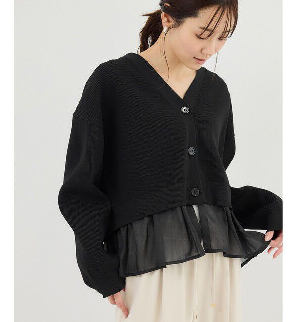 Rope&rsquo;Picnic「異素材ドッキングニットカーディガン/イージーケア」|カーディガン|