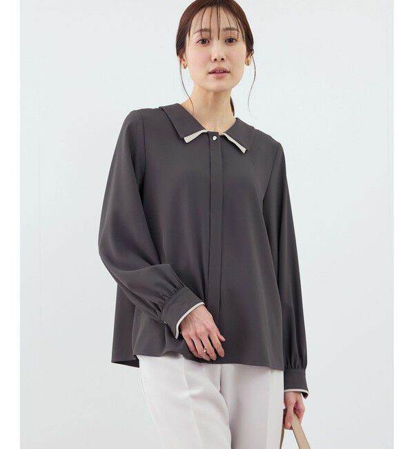 Rope&rsquo;Picnic「配色ダブルカラーブラウス」|シャツ・ブラウス|