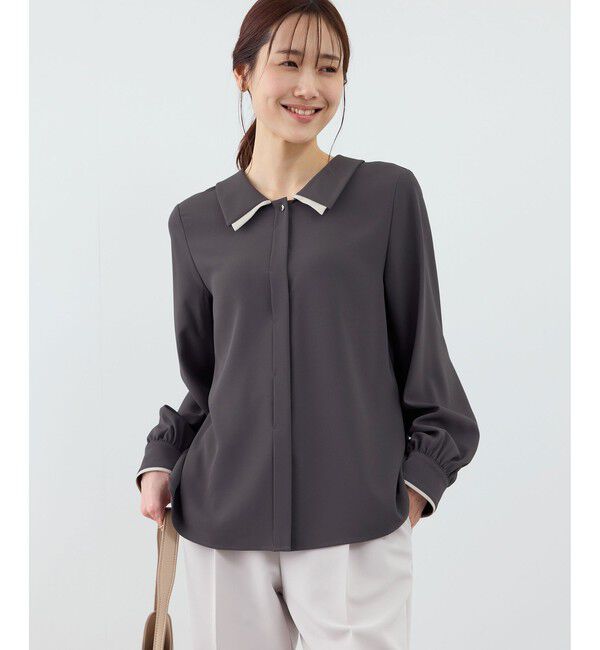 Rope&rsquo;Picnic「配色ダブルカラーブラウス」|シャツ・ブラウス|