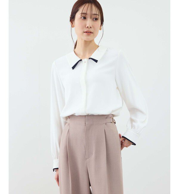 Rope&rsquo;Picnic「配色ダブルカラーブラウス」|シャツ・ブラウス|