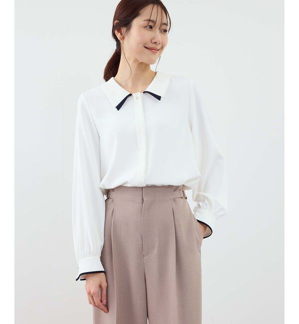 Rope&rsquo;Picnic「配色ダブルカラーブラウス」|シャツ・ブラウス|