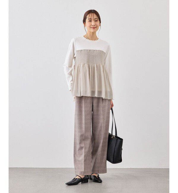 Rope&rsquo;Picnic「シャーリングビスチェ風ドッキングロングスリーブカットソー/リンクコーデ」|Tシャツ・カットソー|