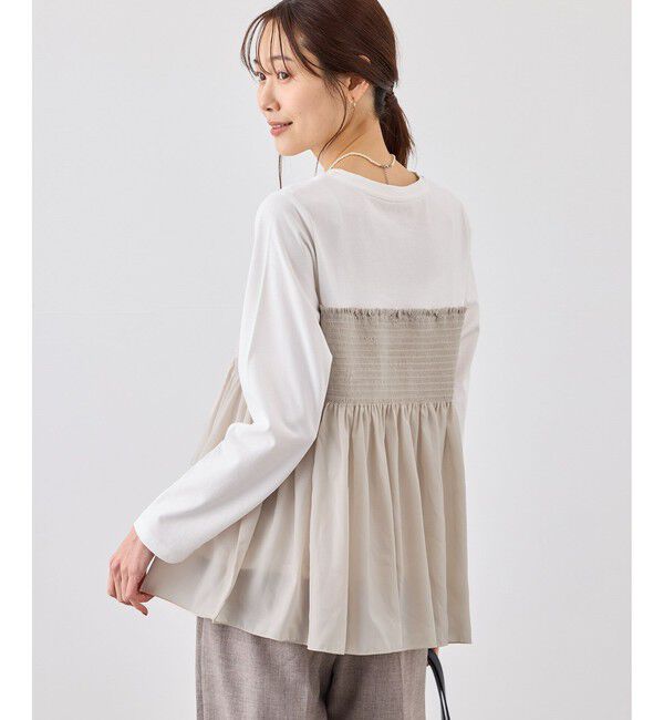 Rope&rsquo;Picnic「シャーリングビスチェ風ドッキングロングスリーブカットソー/リンクコーデ」|Tシャツ・カットソー|
