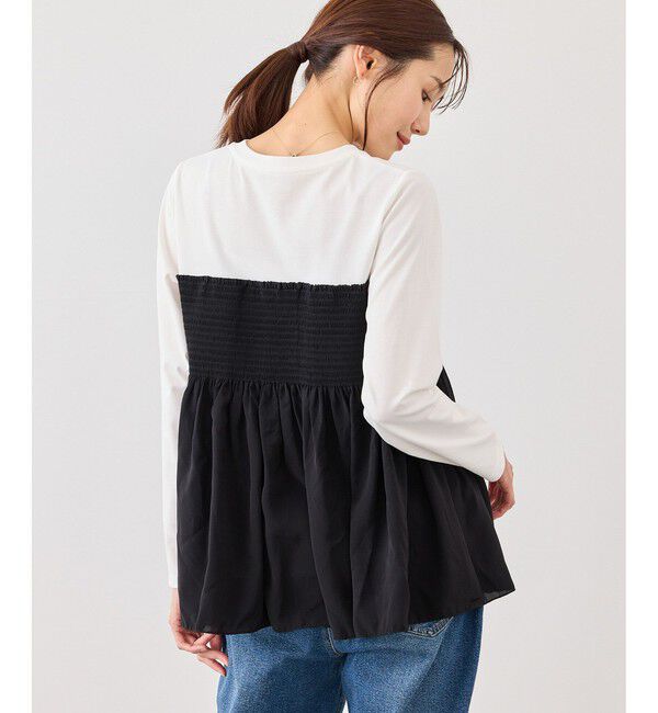 Rope&rsquo;Picnic「シャーリングビスチェ風ドッキングロングスリーブカットソー/リンクコーデ」|Tシャツ・カットソー|