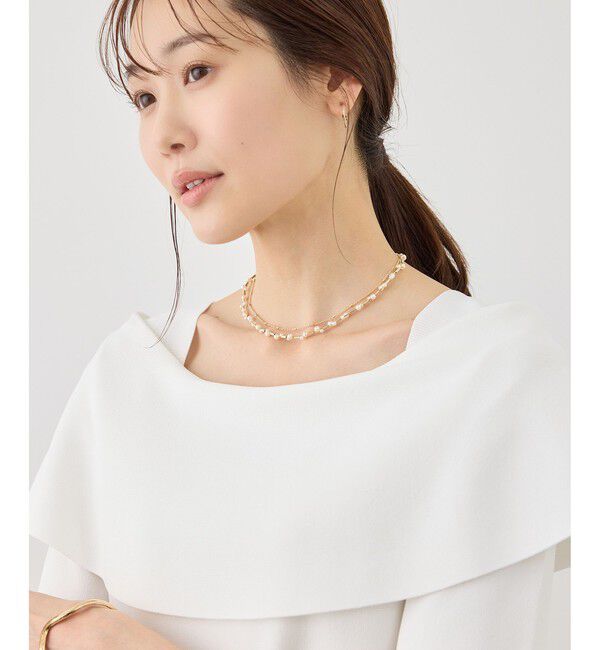 ROPE PICNIC PASSAGE「デザインパールチェーン2連ショートネックレス」|ネックレス|