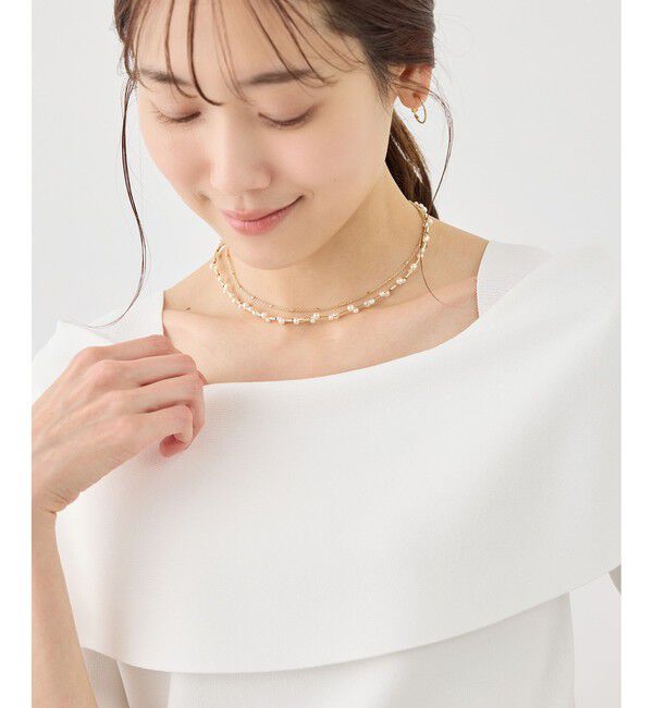 ROPE PICNIC PASSAGE「デザインパールチェーン2連ショートネックレス」|ネックレス|