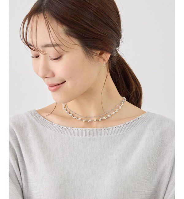 ROPE PICNIC PASSAGE「デザインパールチェーン2連ショートネックレス」|ネックレス|