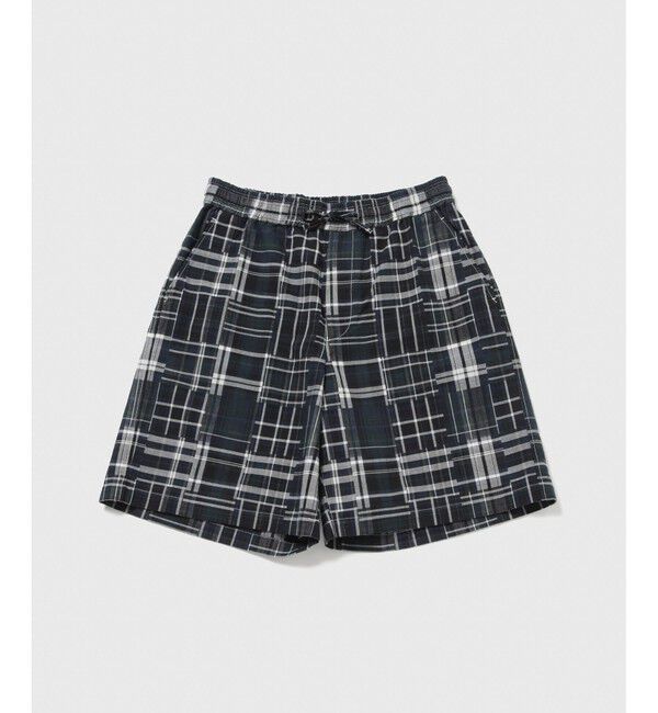 ADAM ET ROPE'「パッチワーク マドラスチェック ワイド イージーショーツ / セットアップ対応」|チノ|