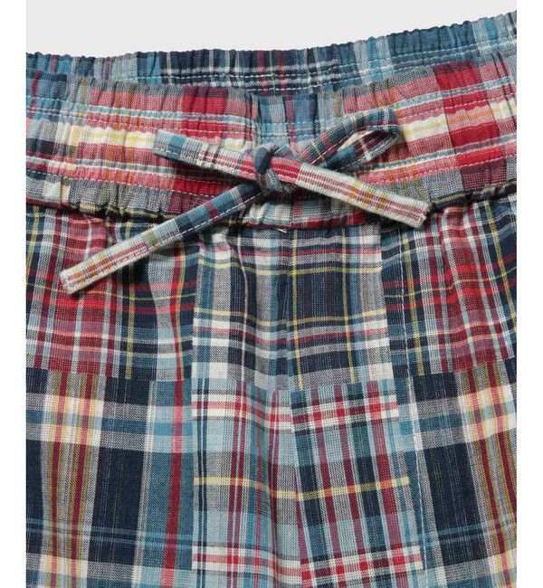 ADAM ET ROPE'「パッチワーク マドラスチェック ワイド イージーショーツ / セットアップ対応」|チノ|